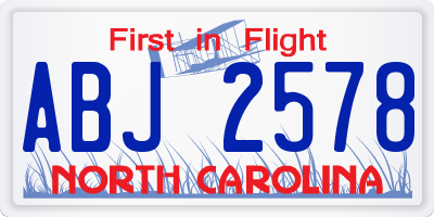 NC license plate ABJ2578