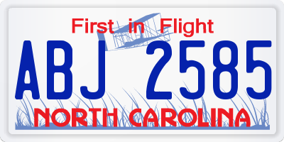 NC license plate ABJ2585
