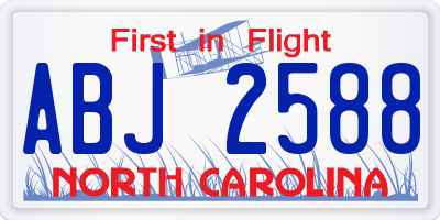 NC license plate ABJ2588