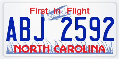 NC license plate ABJ2592