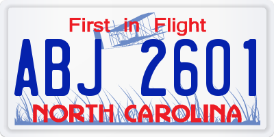 NC license plate ABJ2601