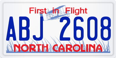 NC license plate ABJ2608