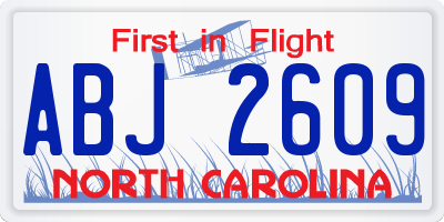 NC license plate ABJ2609