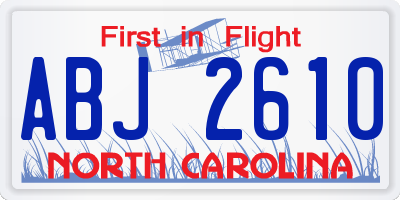 NC license plate ABJ2610