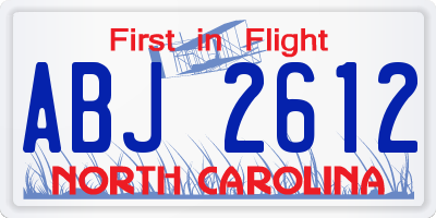 NC license plate ABJ2612