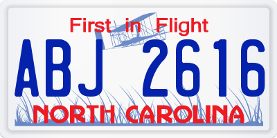 NC license plate ABJ2616