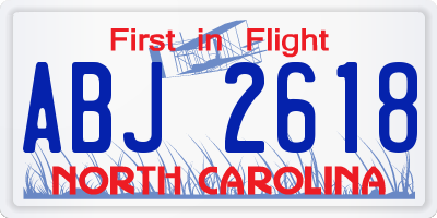 NC license plate ABJ2618