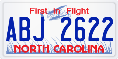 NC license plate ABJ2622