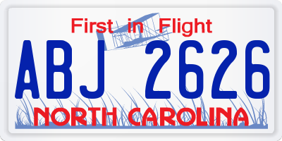 NC license plate ABJ2626