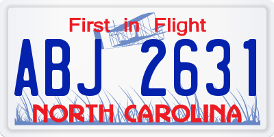 NC license plate ABJ2631
