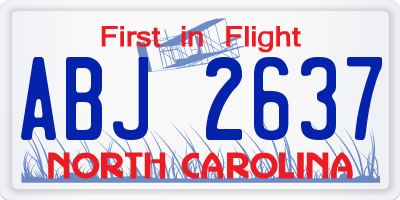 NC license plate ABJ2637