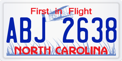 NC license plate ABJ2638