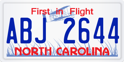 NC license plate ABJ2644
