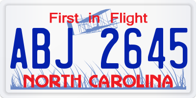 NC license plate ABJ2645