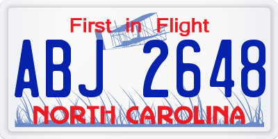 NC license plate ABJ2648