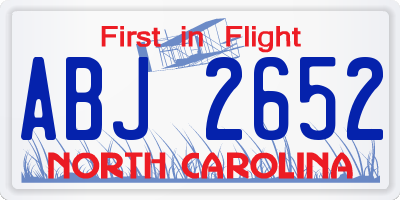 NC license plate ABJ2652