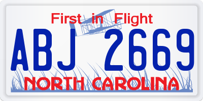 NC license plate ABJ2669