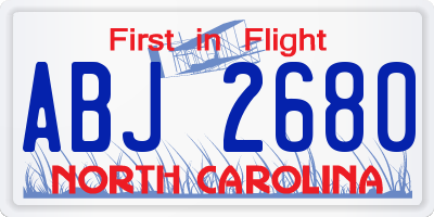 NC license plate ABJ2680