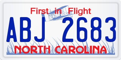 NC license plate ABJ2683