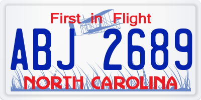 NC license plate ABJ2689