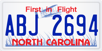 NC license plate ABJ2694