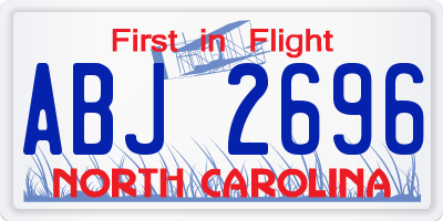 NC license plate ABJ2696