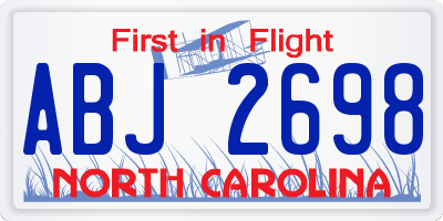 NC license plate ABJ2698
