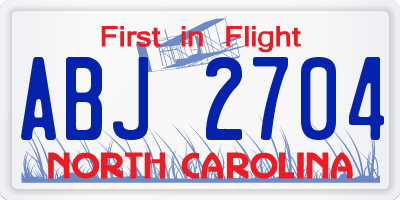 NC license plate ABJ2704