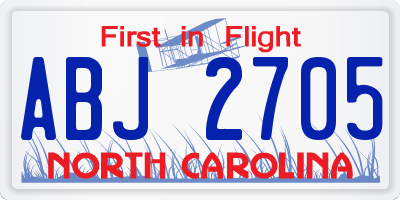 NC license plate ABJ2705