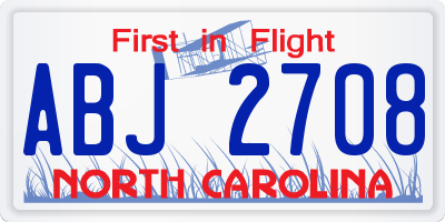 NC license plate ABJ2708