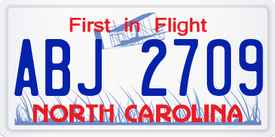 NC license plate ABJ2709