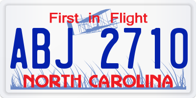 NC license plate ABJ2710
