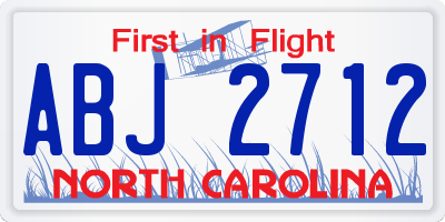 NC license plate ABJ2712