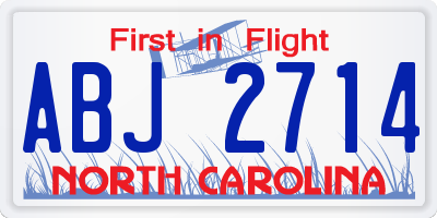 NC license plate ABJ2714