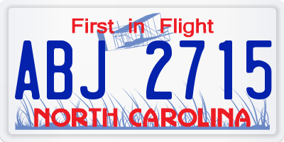 NC license plate ABJ2715