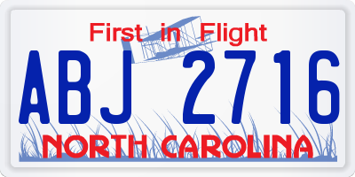 NC license plate ABJ2716