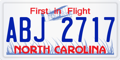 NC license plate ABJ2717