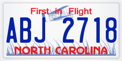 NC license plate ABJ2718