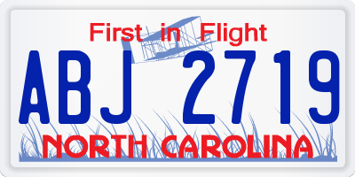 NC license plate ABJ2719
