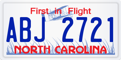 NC license plate ABJ2721