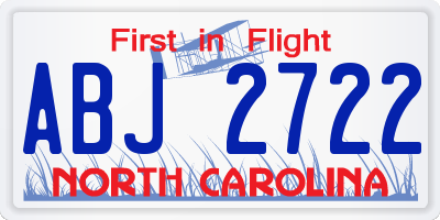 NC license plate ABJ2722