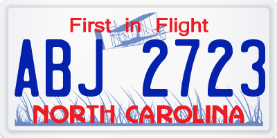 NC license plate ABJ2723