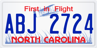 NC license plate ABJ2724