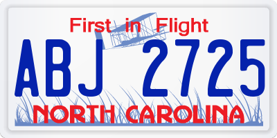 NC license plate ABJ2725