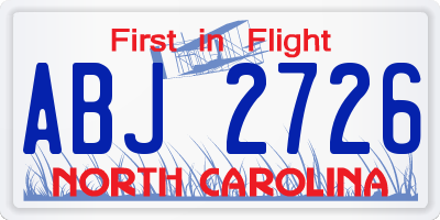 NC license plate ABJ2726