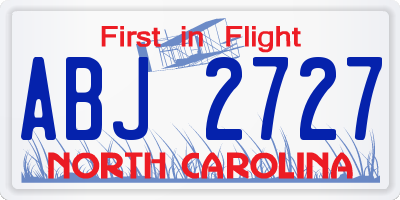 NC license plate ABJ2727
