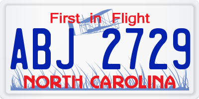 NC license plate ABJ2729
