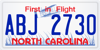 NC license plate ABJ2730