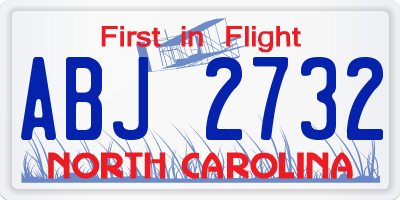 NC license plate ABJ2732