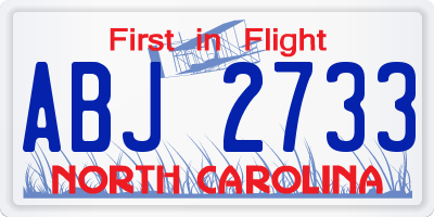 NC license plate ABJ2733
